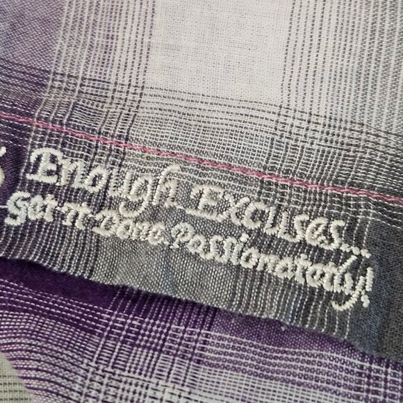 NWT! Roar Native Song Shirt Medium Plaid Embroidered Rhinestone Western Purple - Picture 9 of 15